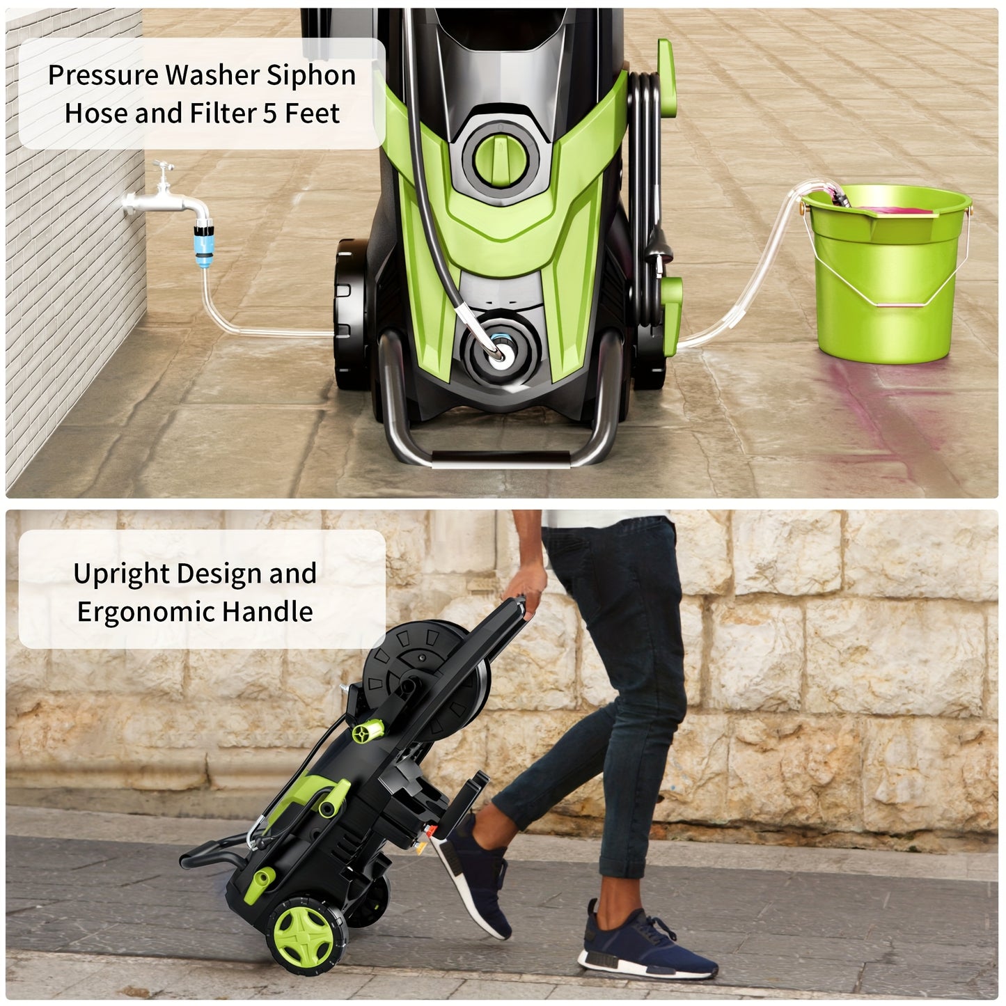 4500PSI Electric Pressure Washer, Portable High Power Washer with Nozzles Foam Cannon for Car Outdoor Home Cleaning