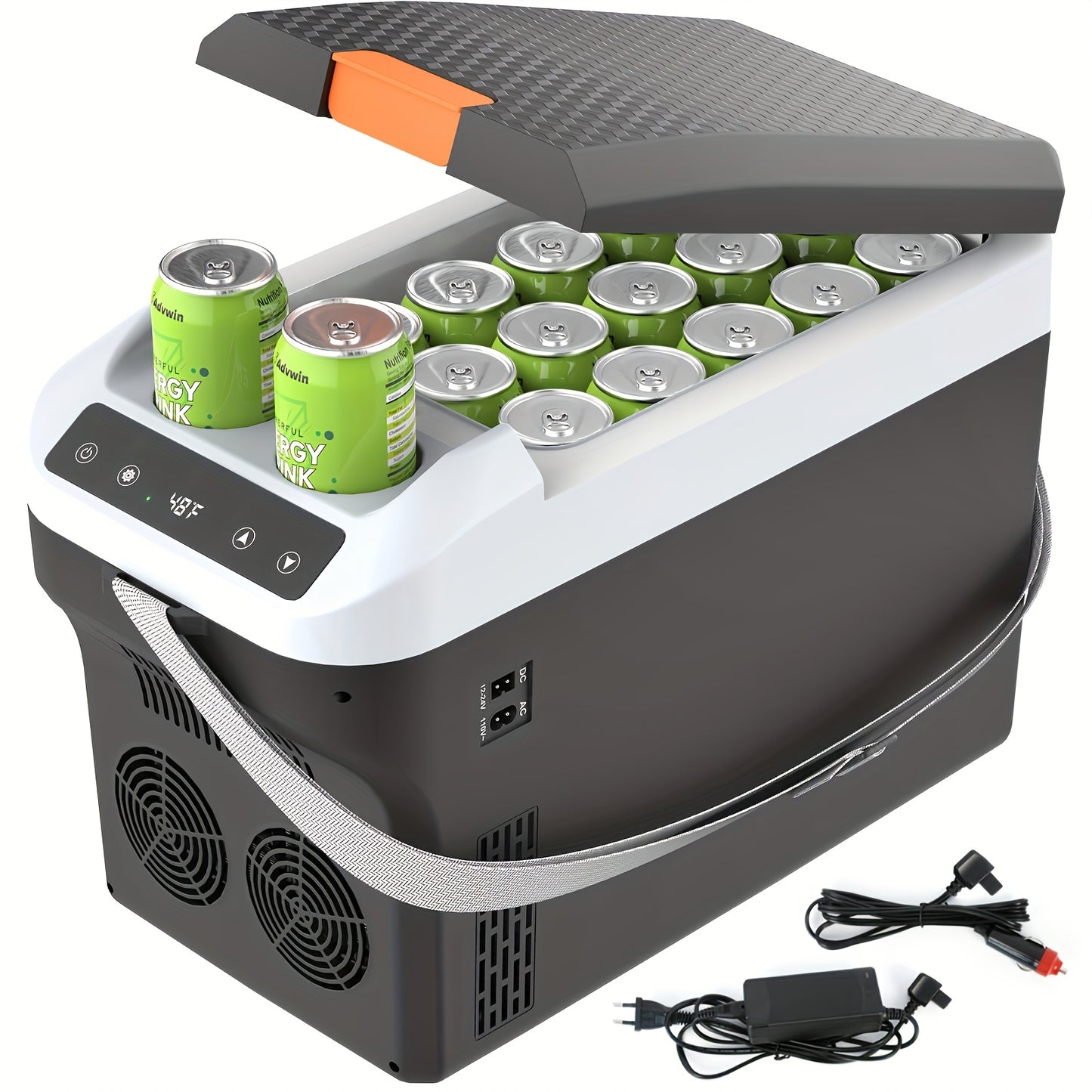23 Quart (5.75Gal) 12V Portable Electric Car Refrigerator Cooler & Warmer, 12/24V DC & 120V AC Dual‑Power Thermoelectric Fridge for Camping RV Fishing Outdoor Use
