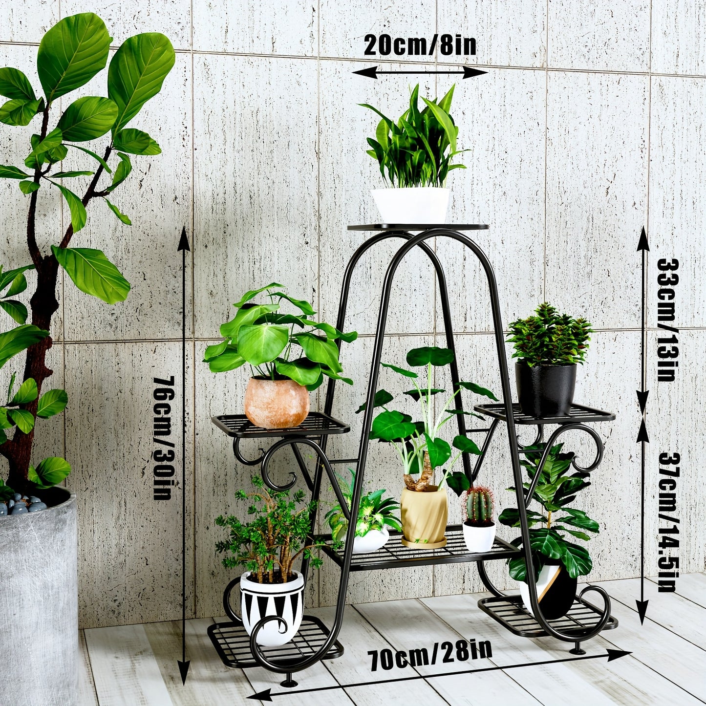 4/6 Tier Metal Plant Shelf, Indoor Outdoor Multi Plants Stand Rack, Stylish Flower Pot Holder for Home Patio Garden Decor