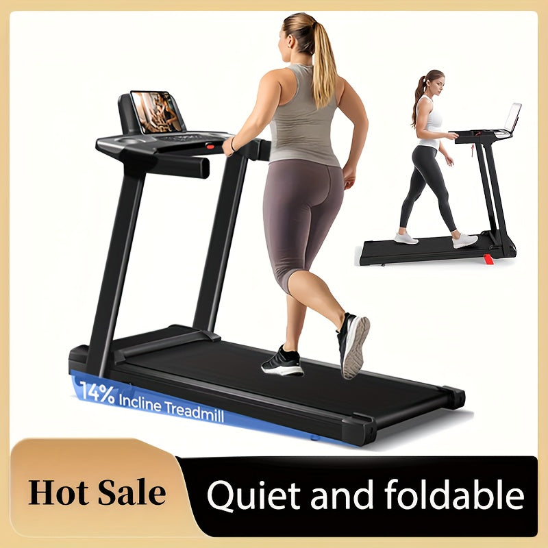 3‑in‑1 Foldable Portable Treadmill with 14% Auto Incline, 3.0HP Quiet Walking Pad Treadmill with Handle, 300 Lbs Heavy‑Duty Capacity for Home Indoor Use