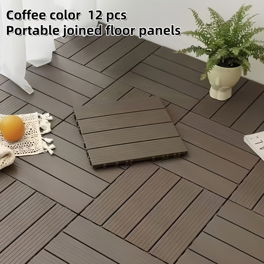 11.62"x11.62" Interlocking Floor Tiles, Thick Non-Slip Waterproof Plastic Flooring, Outdoor Patio Balcony Poolside Garden Deck Tiles