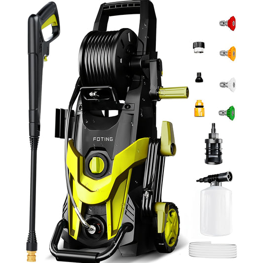 4500PSI Electric Pressure Washer, Portable High Power Washer with Nozzles Foam Cannon for Car Outdoor Home Cleaning