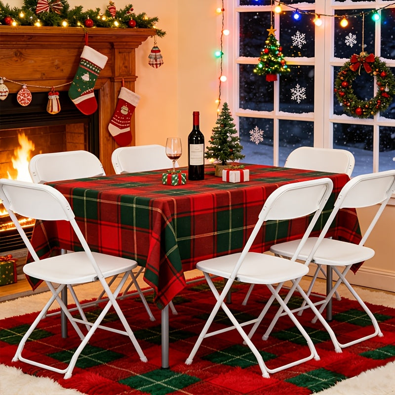 White Folding Chairs, 350 Lbs Heavy‑Duty Reinforced Plastic Stackable Chairs with Steel Reinforced Frame, Commercial Grade Indoor Outdoor Chairs for Wedding Banquet Restaurant Office Party Use