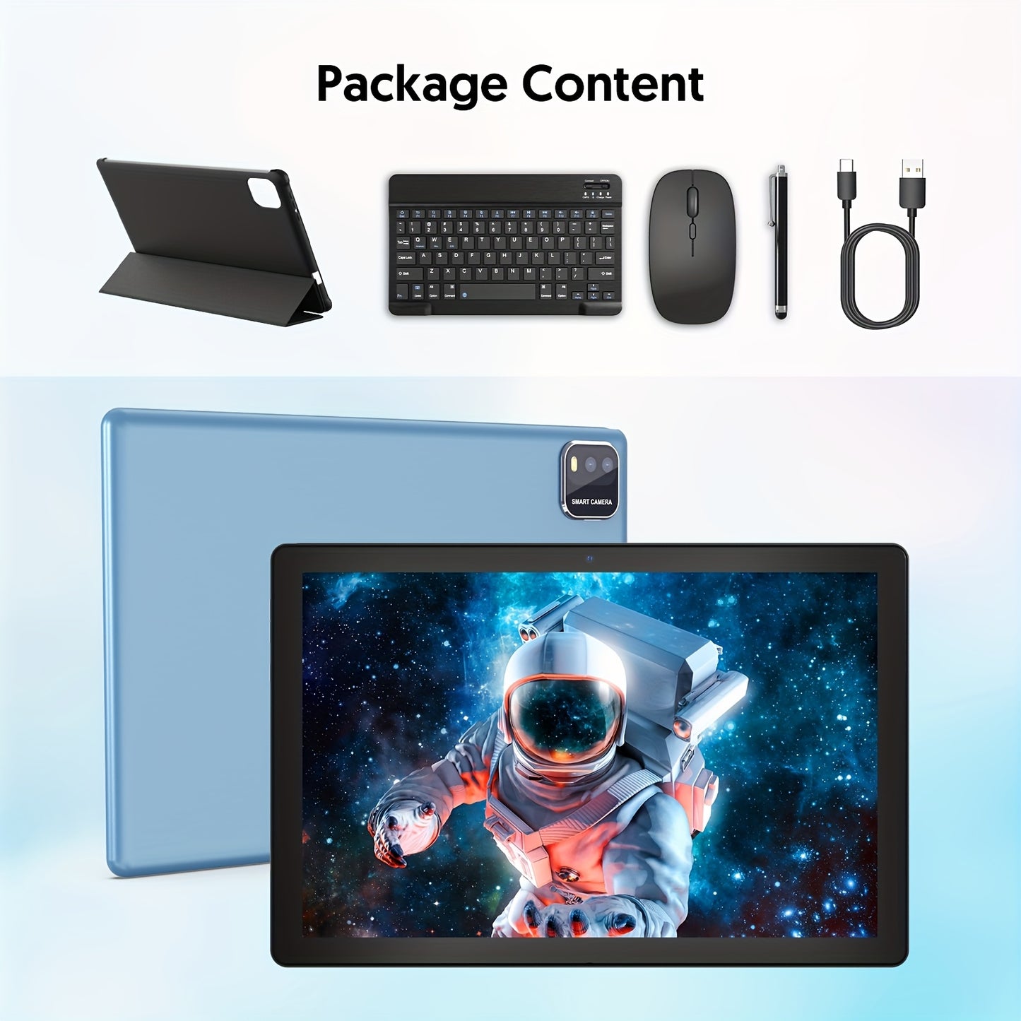 10 Inch Android 15 Tablet, 64GB ROM 12GB RAM Support 1TB Expand, Quad Core WiFi Tablet with FHD IPS Screen 6000mAh Battery, Dual Camera 2-in-1 Tablet with Keyboard Mouse Case Stylus