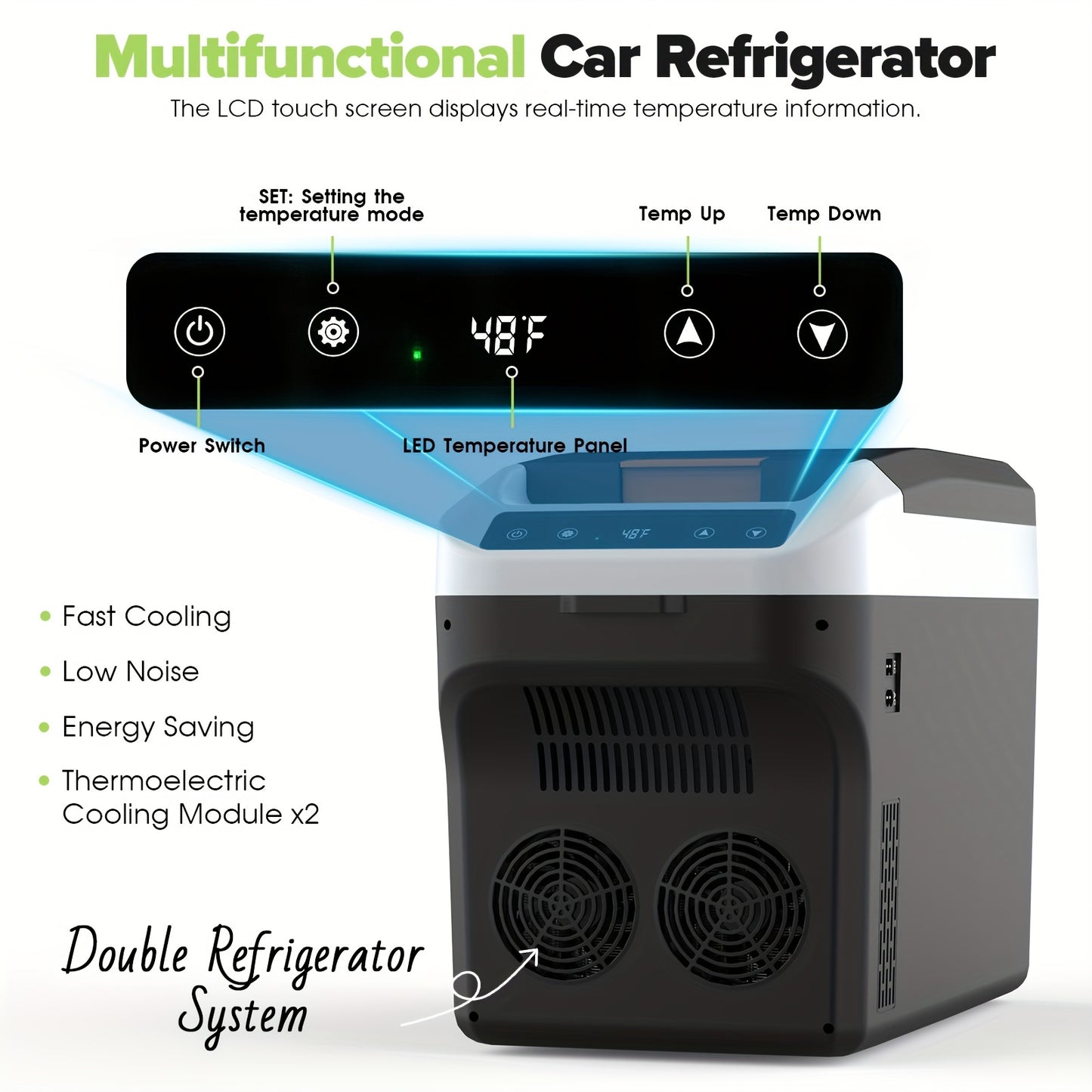 23 Quart (5.75Gal) 12V Portable Electric Car Refrigerator Cooler & Warmer, 12/24V DC & 120V AC Dual‑Power Thermoelectric Fridge for Camping RV Fishing Outdoor Use