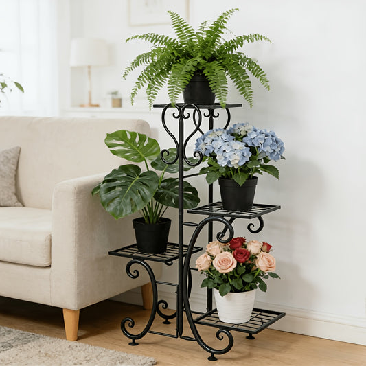 4/6 Tier Metal Plant Shelf, Indoor Outdoor Multi Plants Stand Rack, Stylish Flower Pot Holder for Home Patio Garden Decor