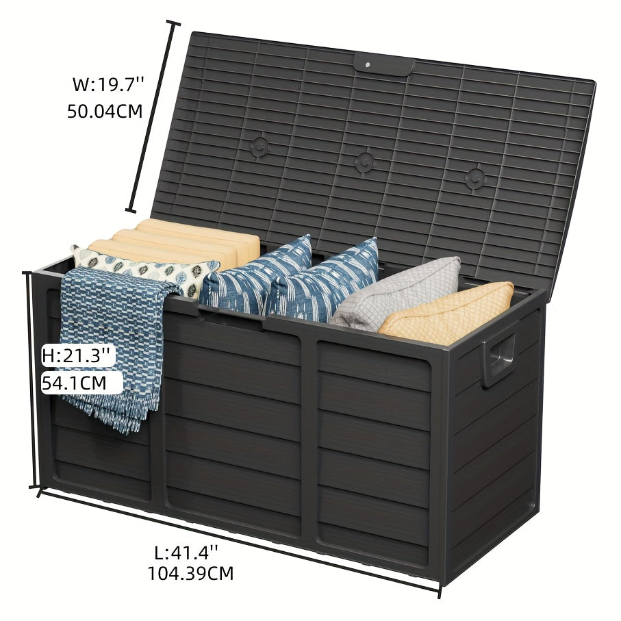 75 Gallon Resin Deck Storage Box with Handles, Easy Assemble Outdoor Waterproof Cabinet for Pool, Garden Tools, Camping Gear