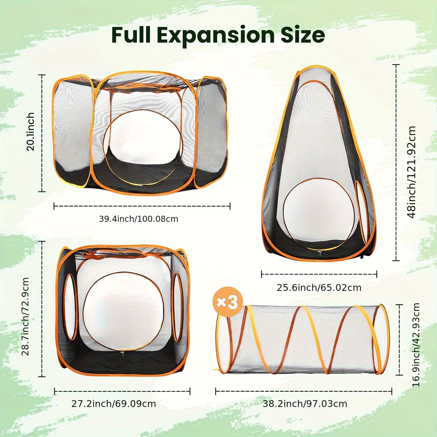 6 In 1 Portable Cat Play Tent with Tunnel, Multifunctional Cat House Foldable Pet Playhouse for Indoor Outdoor Use