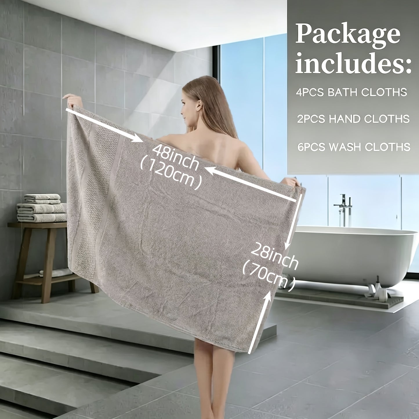 Hotel Quality Cotton Bath Cloths Set, Thick Highly Absorbent Quick Dry Towels, Assorted 4 Bath Cloths 6 Hand Towels 2 Washcloths, Bathroom Essentials for Home Spa Gym Hotel