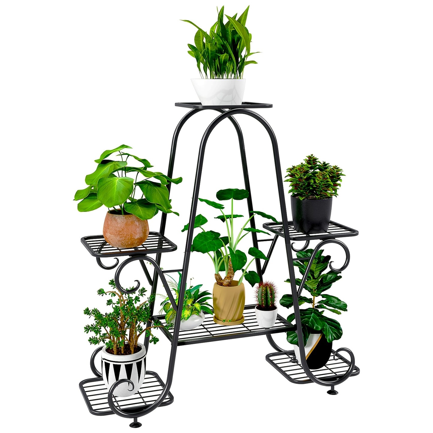 4/6 Tier Metal Plant Shelf, Indoor Outdoor Multi Plants Stand Rack, Stylish Flower Pot Holder for Home Patio Garden Decor