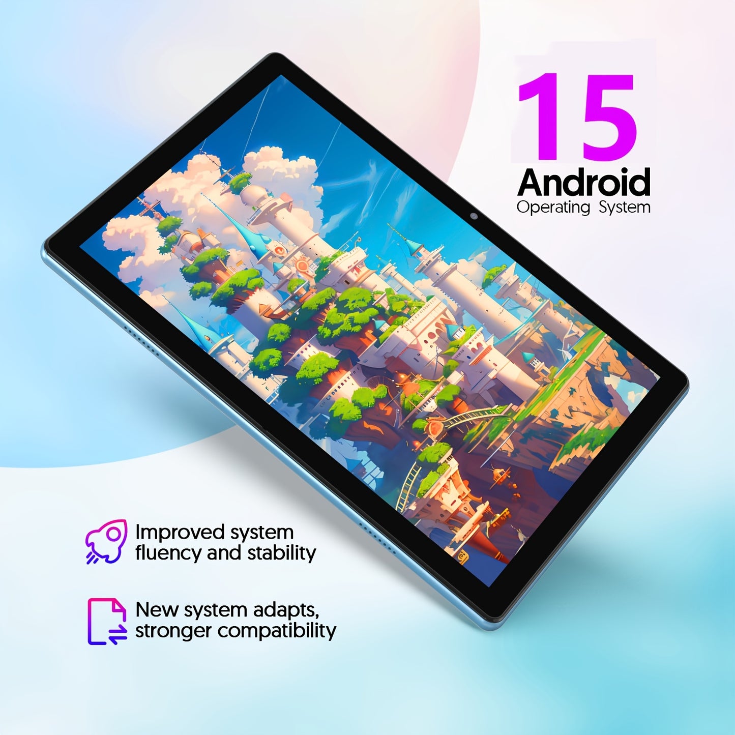 10 Inch Android 15 Tablet, 64GB ROM 12GB RAM Support 1TB Expand, Quad Core WiFi Tablet with FHD IPS Screen 6000mAh Battery, Dual Camera 2-in-1 Tablet with Keyboard Mouse Case Stylus