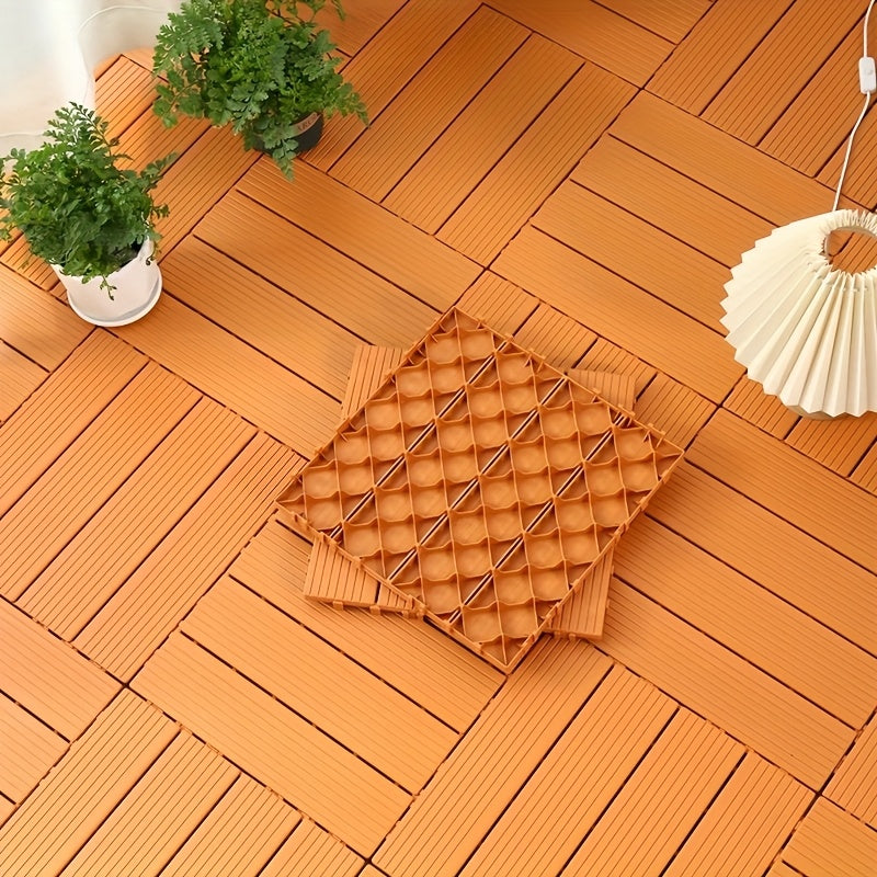 11.62"x11.62" Interlocking Floor Tiles, Thick Non-Slip Waterproof Plastic Flooring, Outdoor Patio Balcony Poolside Garden Deck Tiles