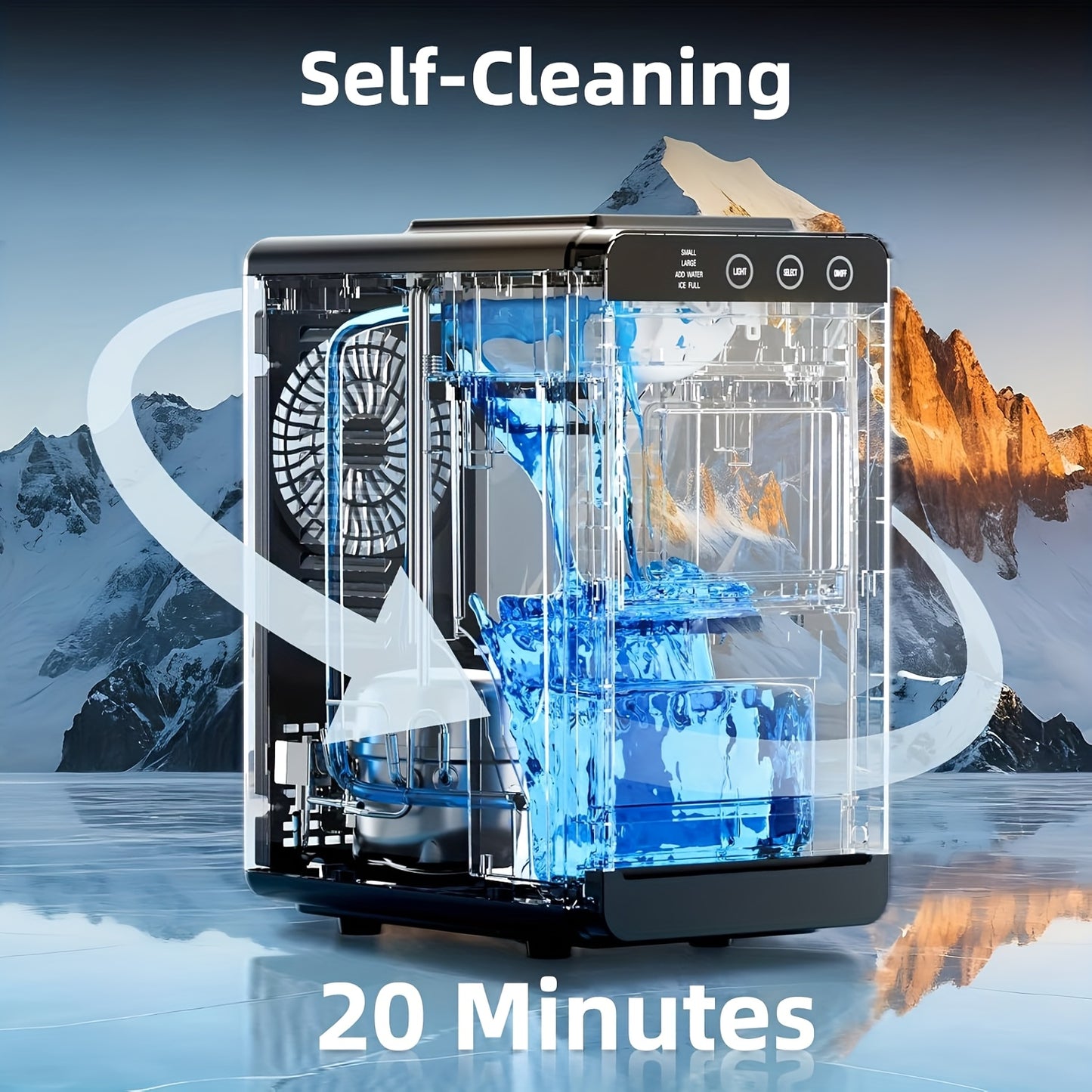 Portable Countertop Ice Maker, 28Lbs/24Hrs Fast Ice Machine with Self-Cleaning Function, Quiet Compact Ice Maker for Home Kitchen RV Outdoor Use