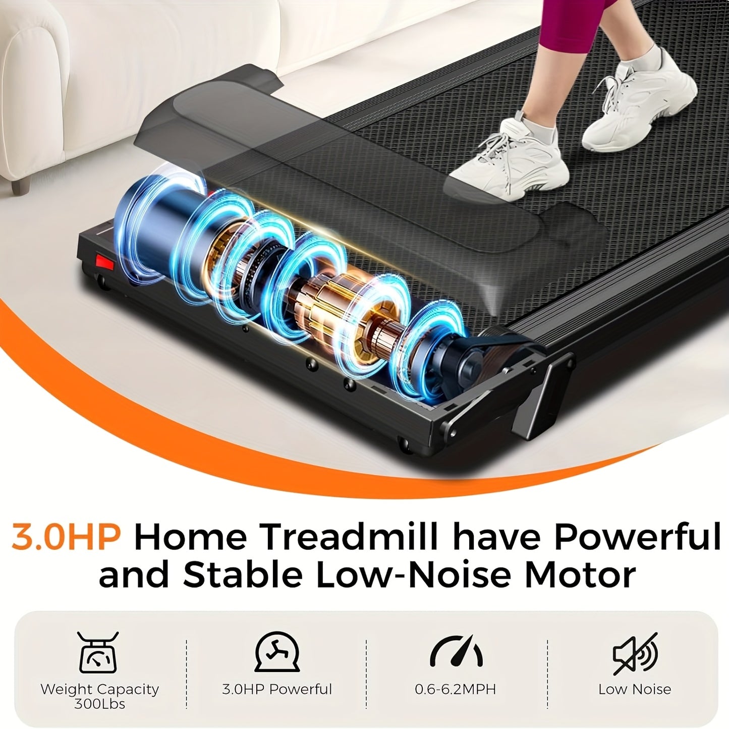 3‑in‑1 Foldable Portable Treadmill with 14% Auto Incline, 3.0HP Quiet Walking Pad Treadmill with Handle, 300 Lbs Heavy‑Duty Capacity for Home Indoor Use