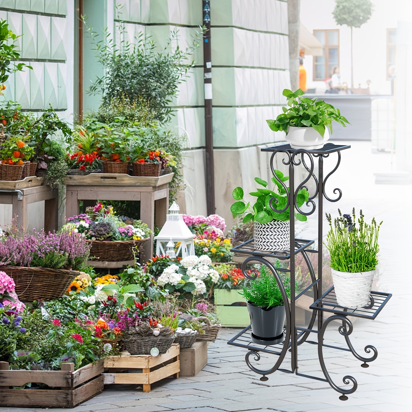 4/6 Tier Metal Plant Shelf, Indoor Outdoor Multi Plants Stand Rack, Stylish Flower Pot Holder for Home Patio Garden Decor