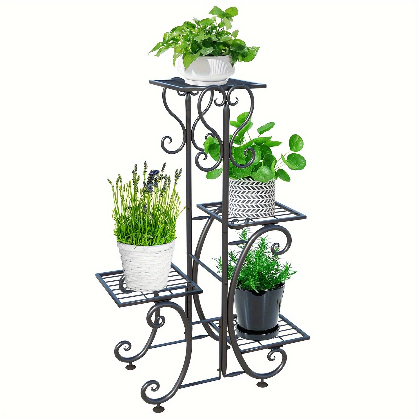 4/6 Tier Metal Plant Shelf, Indoor Outdoor Multi Plants Stand Rack, Stylish Flower Pot Holder for Home Patio Garden Decor
