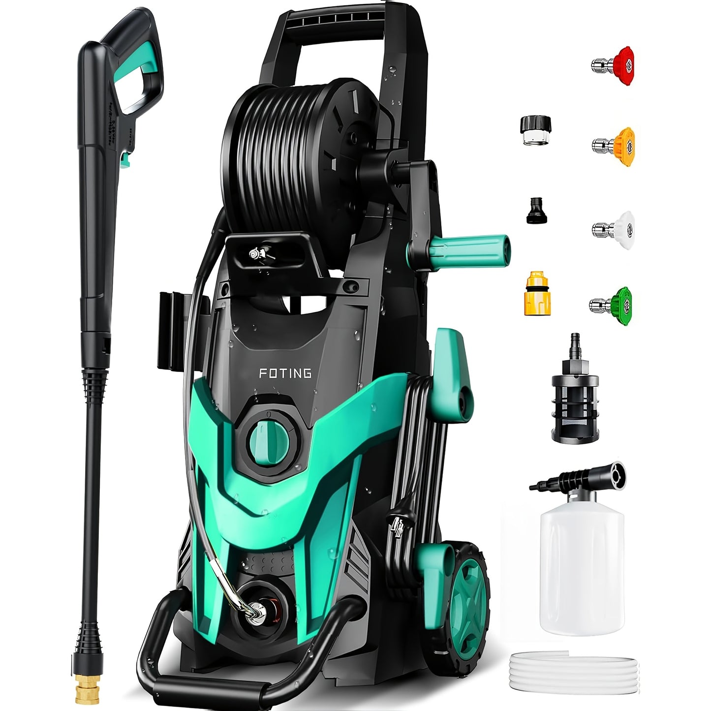 4500PSI Electric Pressure Washer, Portable High Power Washer with Nozzles Foam Cannon for Car Outdoor Home Cleaning