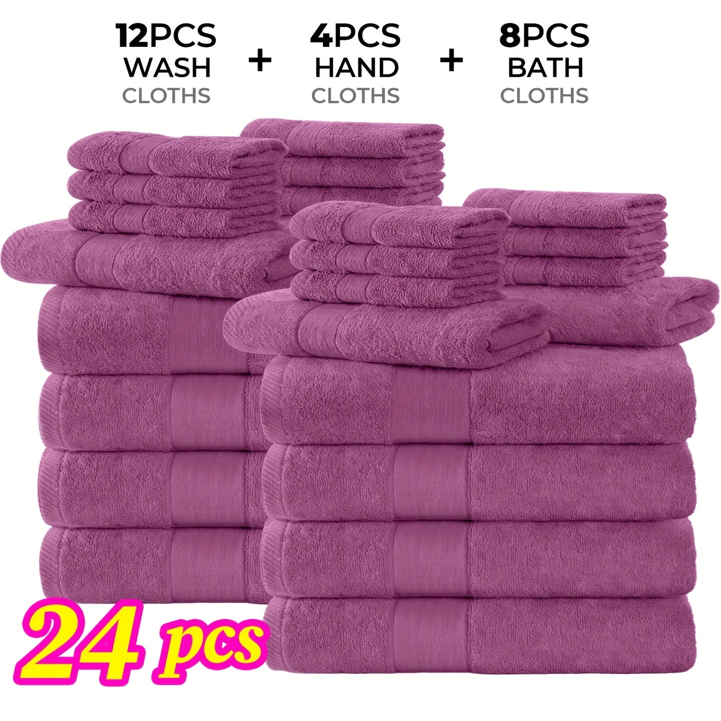 Hotel Quality Cotton Bath Cloths Set, Thick Highly Absorbent Quick Dry Towels, Assorted 4 Bath Cloths 6 Hand Towels 2 Washcloths, Bathroom Essentials for Home Spa Gym Hotel