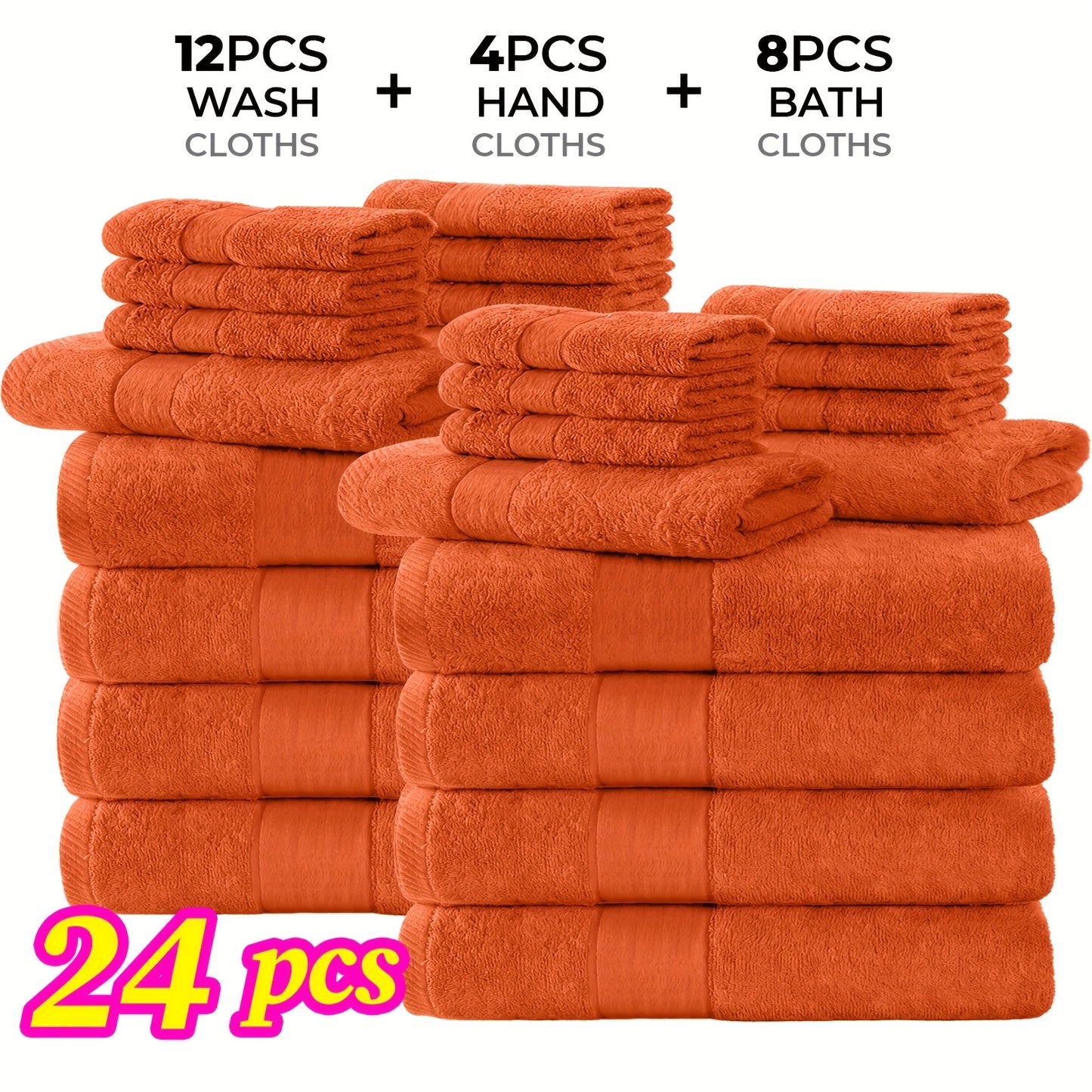 Hotel Quality Cotton Bath Cloths Set, Thick Highly Absorbent Quick Dry Towels, Assorted 4 Bath Cloths 6 Hand Towels 2 Washcloths, Bathroom Essentials for Home Spa Gym Hotel