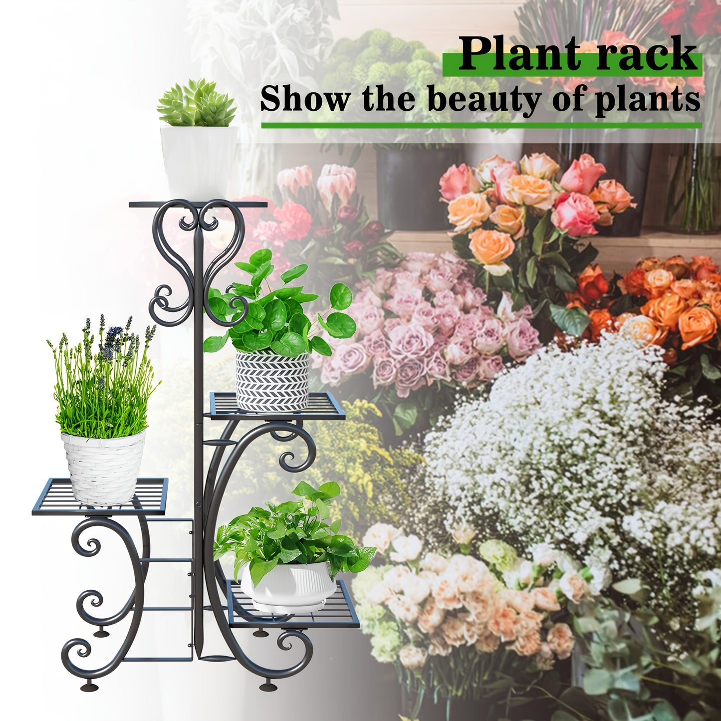 4/6 Tier Metal Plant Shelf, Indoor Outdoor Multi Plants Stand Rack, Stylish Flower Pot Holder for Home Patio Garden Decor