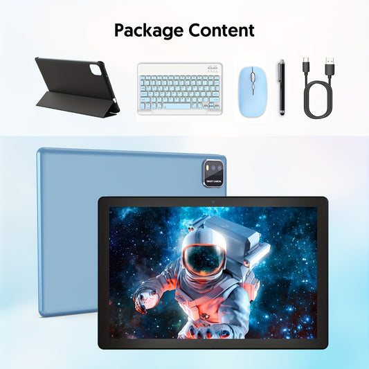 10 Inch Android 15 Tablet, 64GB ROM 12GB RAM Support 1TB Expand, Quad Core WiFi Tablet with FHD IPS Screen 6000mAh Battery, Dual Camera 2-in-1 Tablet with Keyboard Mouse Case Stylus