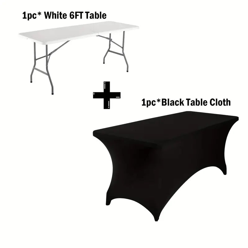 4ft/6ft Plastic Folding Table, Portable Dining Table Indoor Outdoor with Carrying Handle, Locks, Picnic Table -White