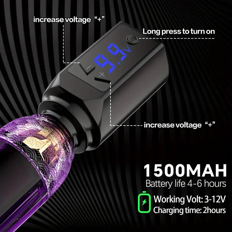 POSEIDON Tattoo Machine Kit Tattoo Gun Kit Complete Set With 20 Tattoo Needles 1500mAh Battery, Tattoo